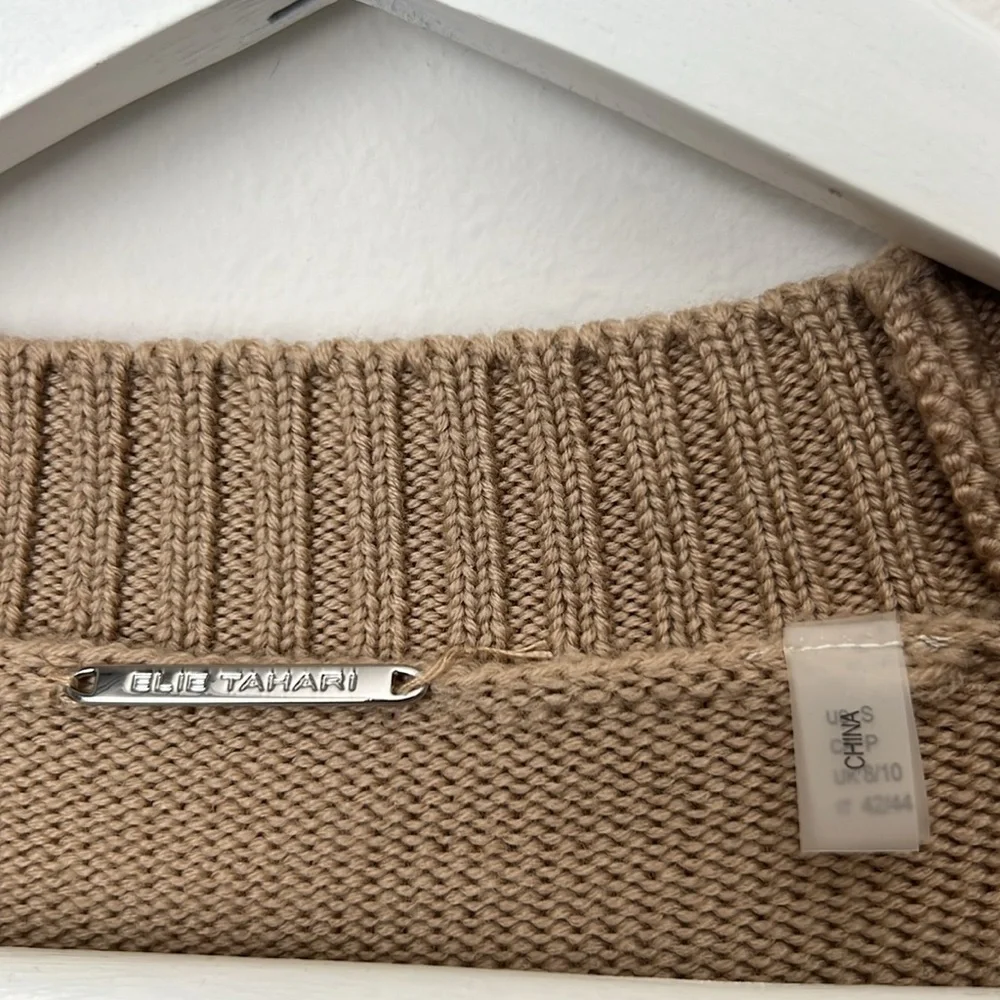 ElieTahari Beige Button-Up Women's Sweater